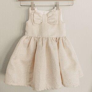 Carter's Baby Girl's Bow Holiday Jacquard Dress in Gold/Cream Metallic. Size 18m